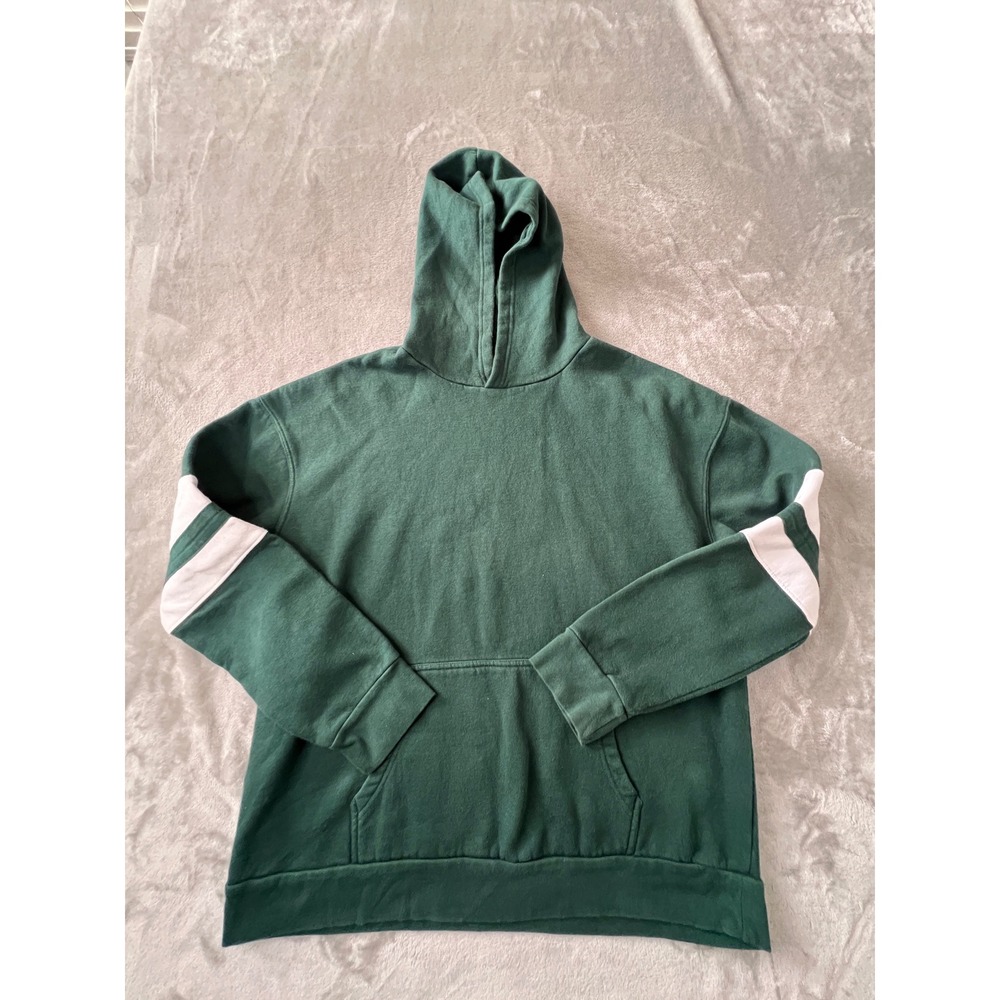 Broken Threads Hoodie Women Medium Green Varsity Stripe Long Sleeve Pullover